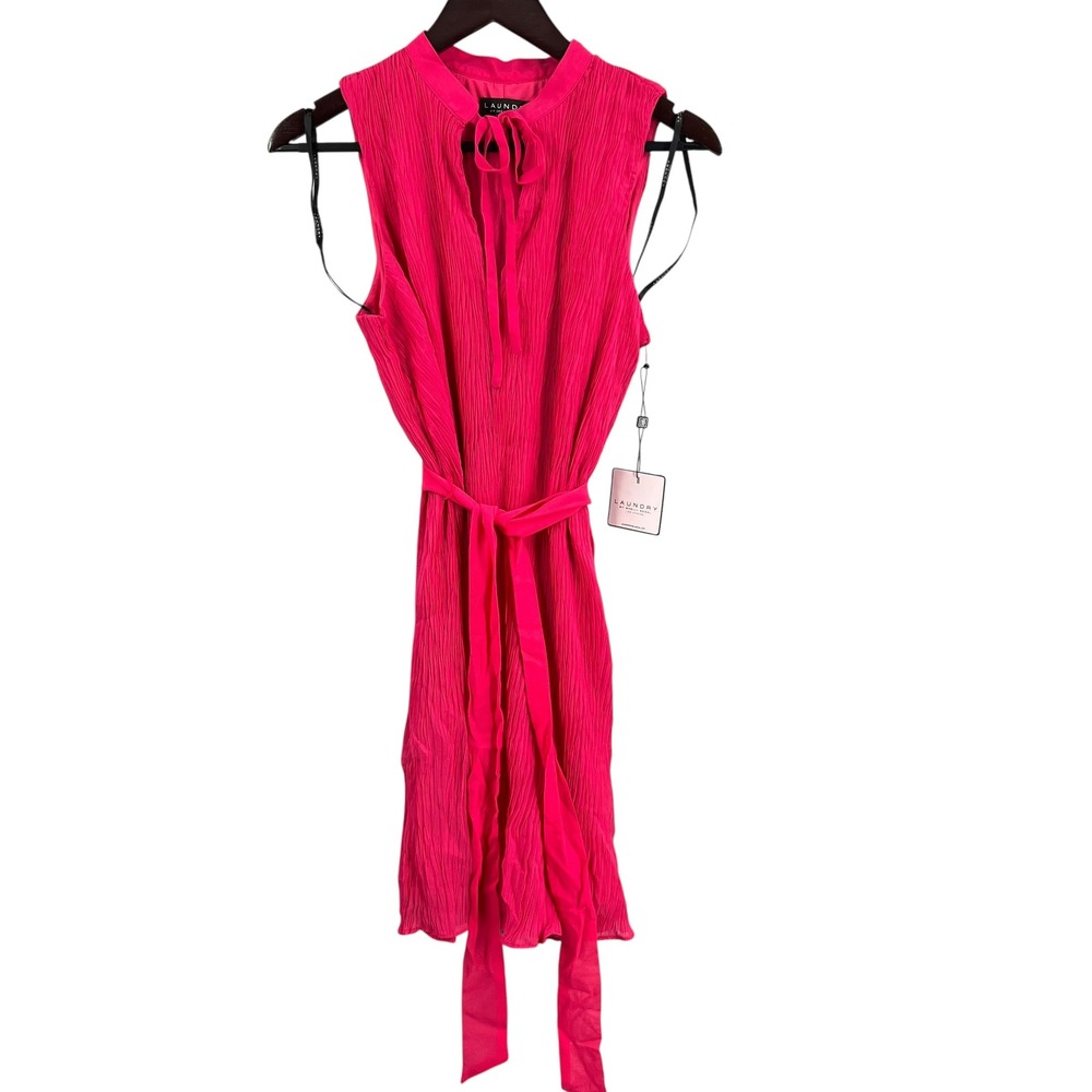 Laundry by Shelli Segal‎ Pink Pleated Chiffon Dress Size 6 Sleeveless New